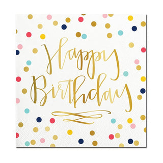 Slant Collections Disposable Napkin, 5" x 5", Happy Birthday Polka Dot