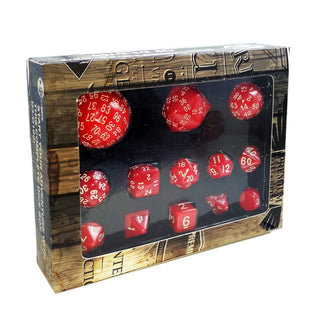 Bescon Dice Complete Polyhedral Dice Set 13pcs D3-D100, 100 Sides Dice Set Opaque Red