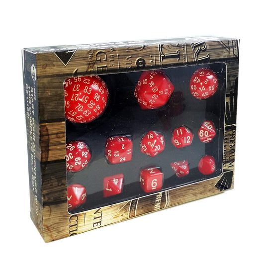 Bescon Dice Complete Polyhedral Dice Set 13pcs D3-D100, 100 Sides Dice Set Opaque Red