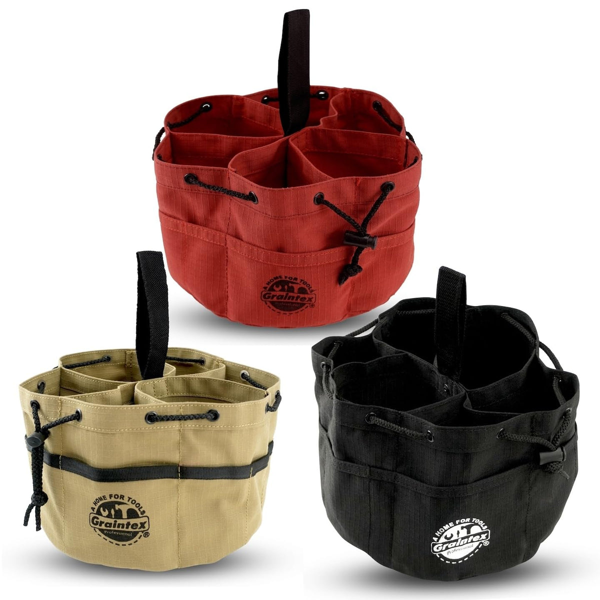 Graintex Carrier Bag Case, 10 inches diameter, 7 inches height, Black, Rust and