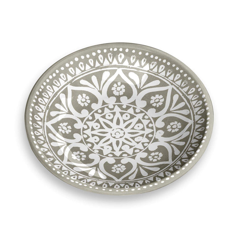 TarHong Boho Medallion Saucer, Taupe, 5.2"/ 0.75 Cup, Melamine, Set of 2