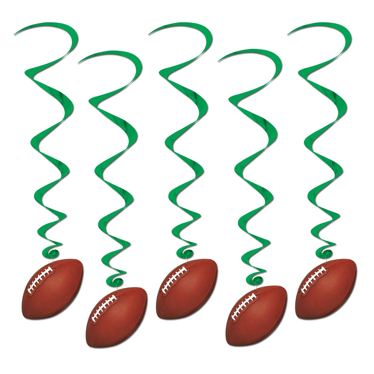 Beistle Hanging Ornament, Football Whirls - (5 Pack), Brown/Green/White