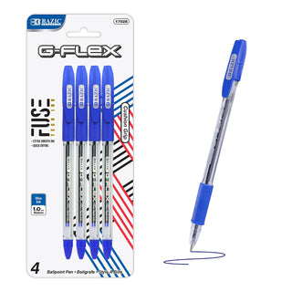 BAZIC G-Flex Blue Oil-Gel Ink Pen w/ Cushion Grip (4/Pack)