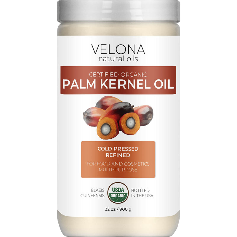 velona USDA Certified Organic Palm Kernel Oil - 32 oz | 100% Pure and Natural Carrier Oil | Refined, Cold Pressed | Face, Hair, Body & Skin Care | Use Today - Enjoy Results