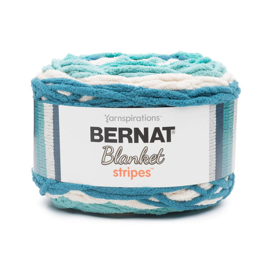 Spinrite Yarns (CA) Bernat Blanket Stripes Yarn, 10.5 oz, Gauge 6 Super Bulky Chunky, Teal Deal
