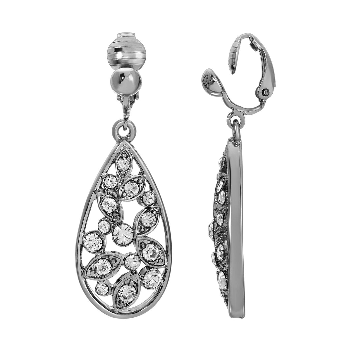 1928 Jewelry Company Earring, 1.5"L x 0.63"W, Clear