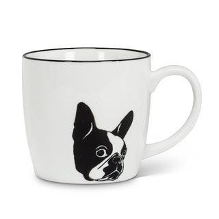 Abbott Collection  27-Boston Dog face Mug, 1 EA, White and Black