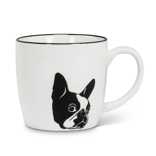 Abbott Collection  27-Boston Dog face Mug, 1 EA, White and Black