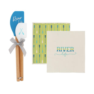Pavilion Gift Company Food Spatula, 6.75" x 7.75" Dish Clothes 12" & 9.75" Spatu