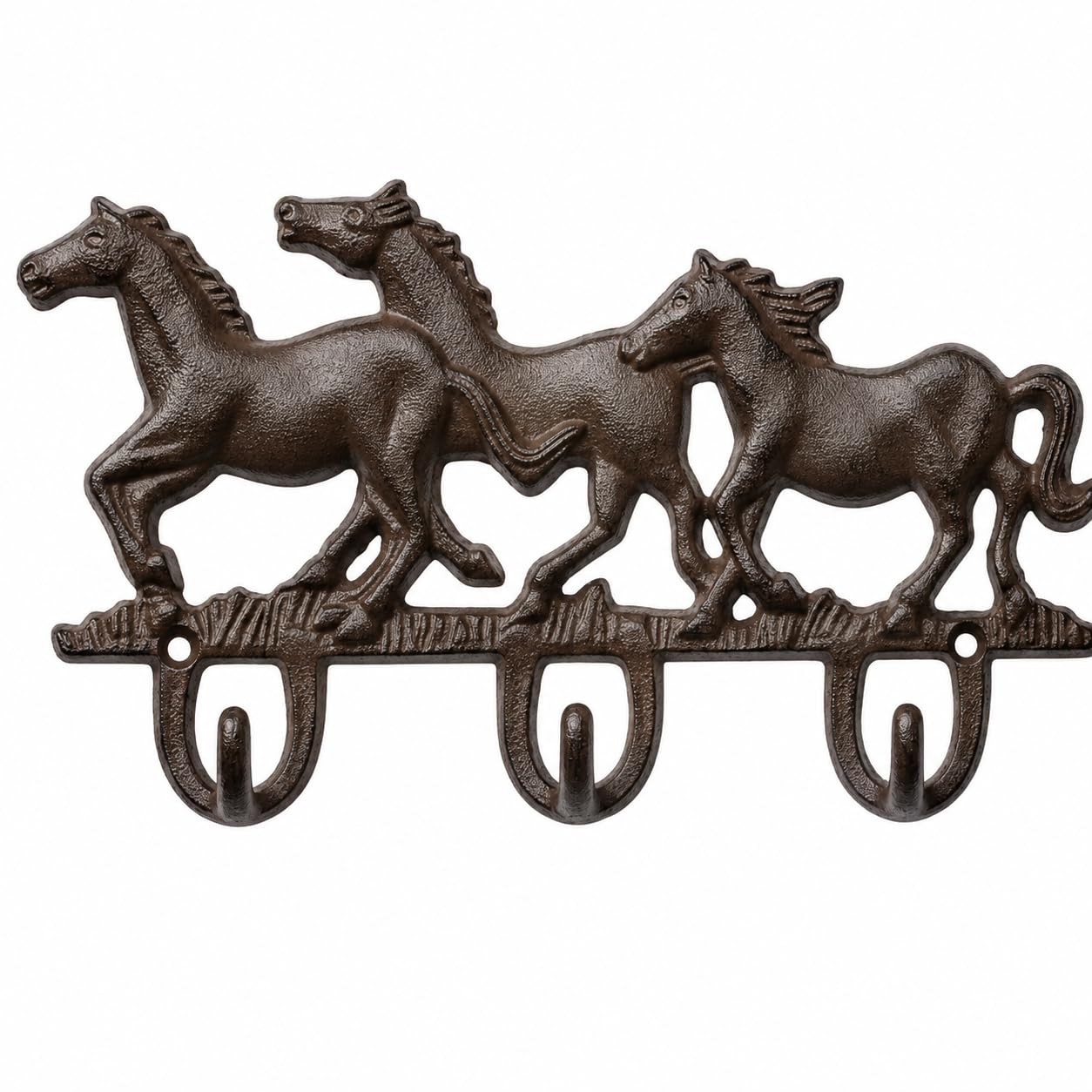 Comfy Hour Cast Iron Three Running Horse Triple Key Coat Hooks Wall Hanger Clothes Rack Set Heavy Duty Recycled
