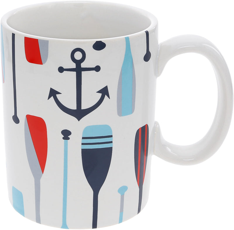 Pavilion - Lake Beach Boat - 18 Oz 532 mL Boat Oar Paddle Anchor Hot Cold Coffee Mug Tea Cup Big Handle Lake Beach Boat Cottage Waterfront Boating Housewarming Coastal Nautical Novelty Drinkware