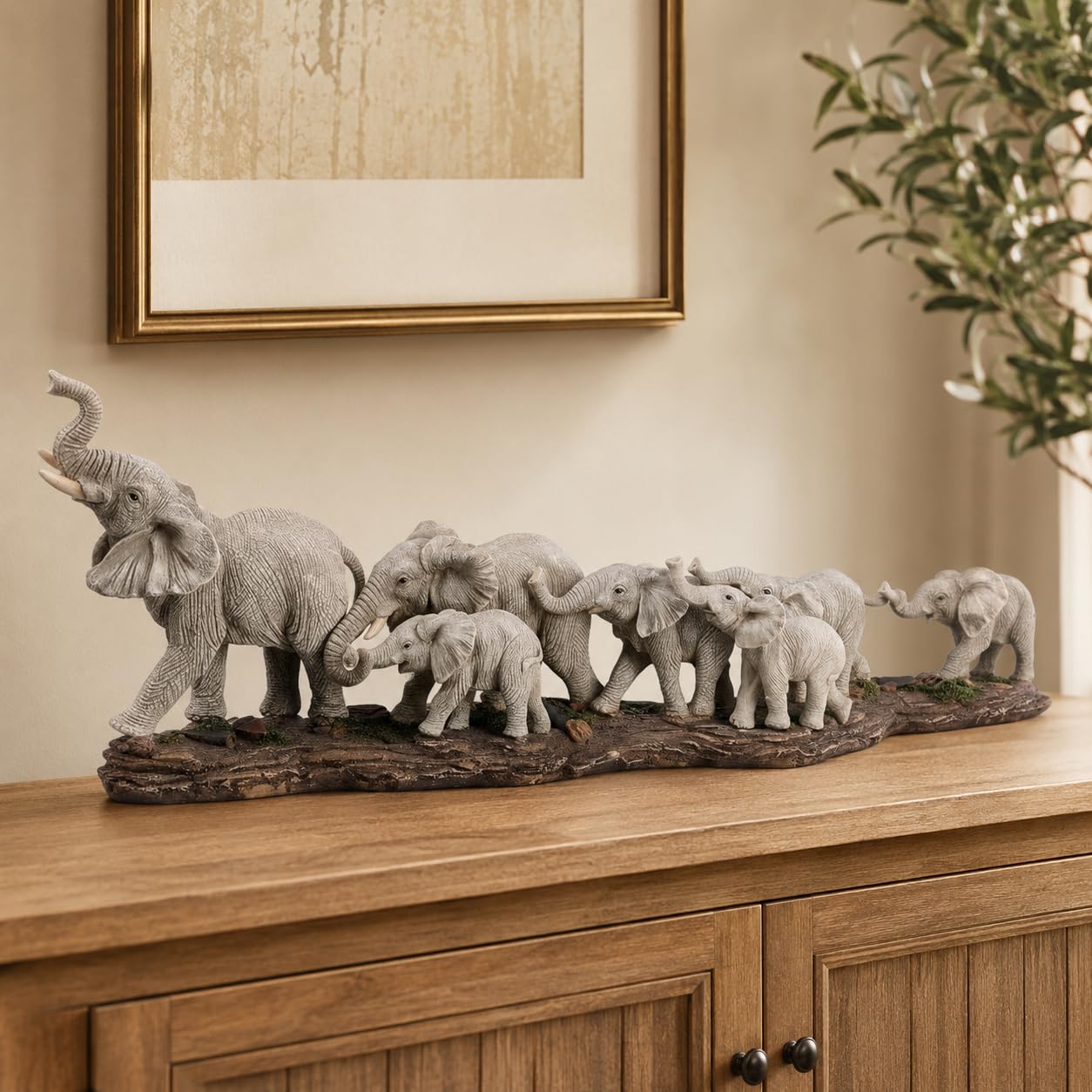 Comfy Hour 15.55 Inch Elephant Statue, Elephant Decor, Family Figurine