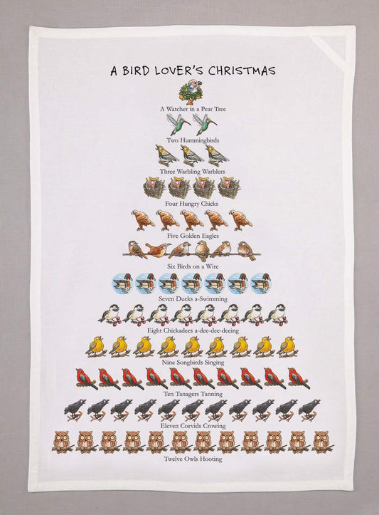 Peking Handicraft Allport Editions Bird Lover's Christmas - Tea Towel - 12 Days of Christmas Series