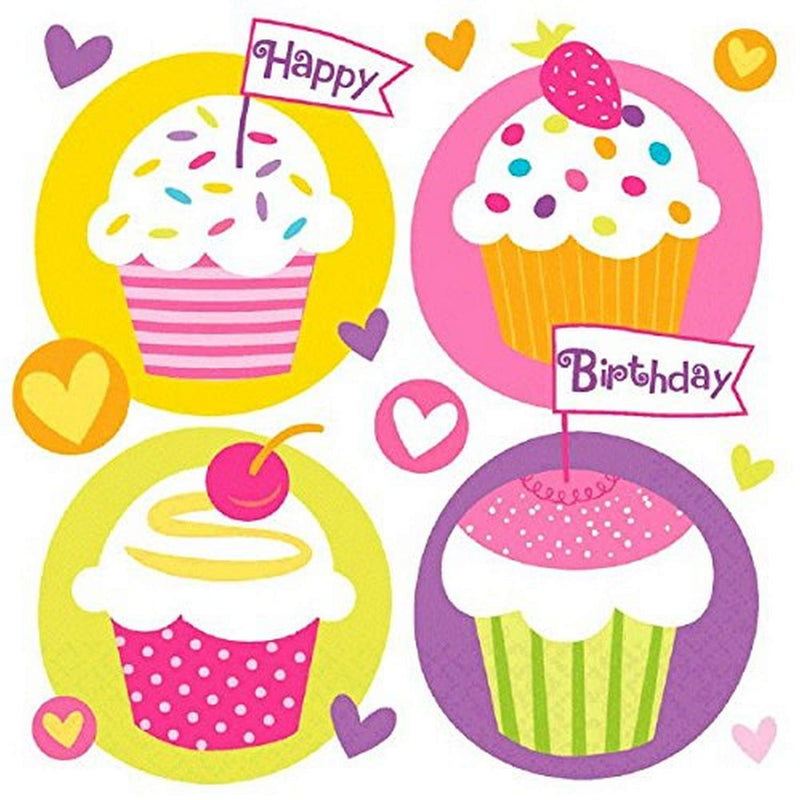 Cupcake Party Luncheon Napkins - 6.5&quot; x 6.5&quot; (16 Count), Premium Paper Napkins &amp; Multicolor Design - Perfect For Themed Parties &amp; Events