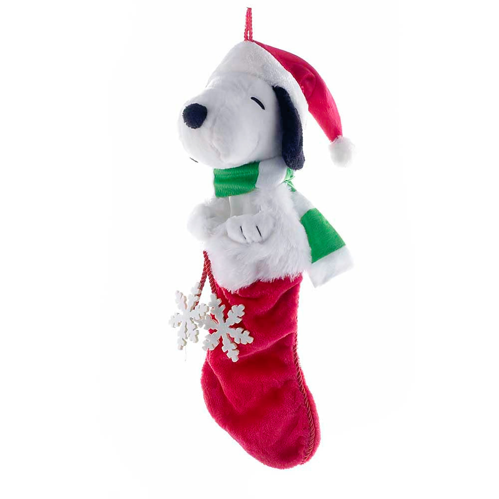 Kurt Adler 21-Inch Snoopy Plush Head Stocking with Snowflake Dangles