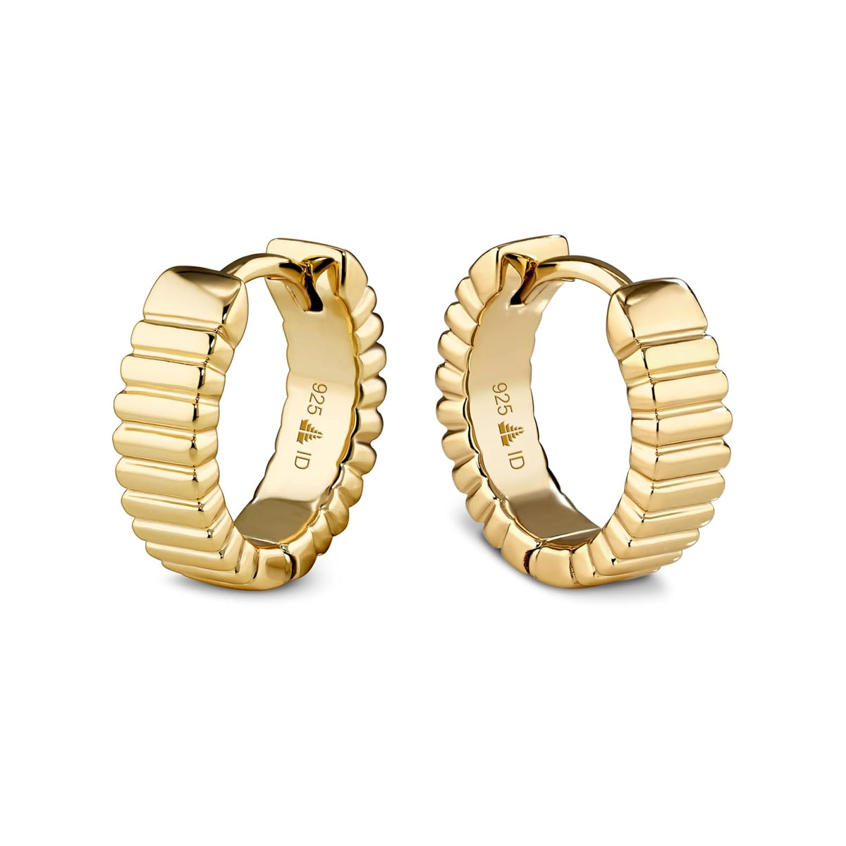 DEVATA Earring, 14mm x 4mm, Gold Plated/Ribbed DRS8122
