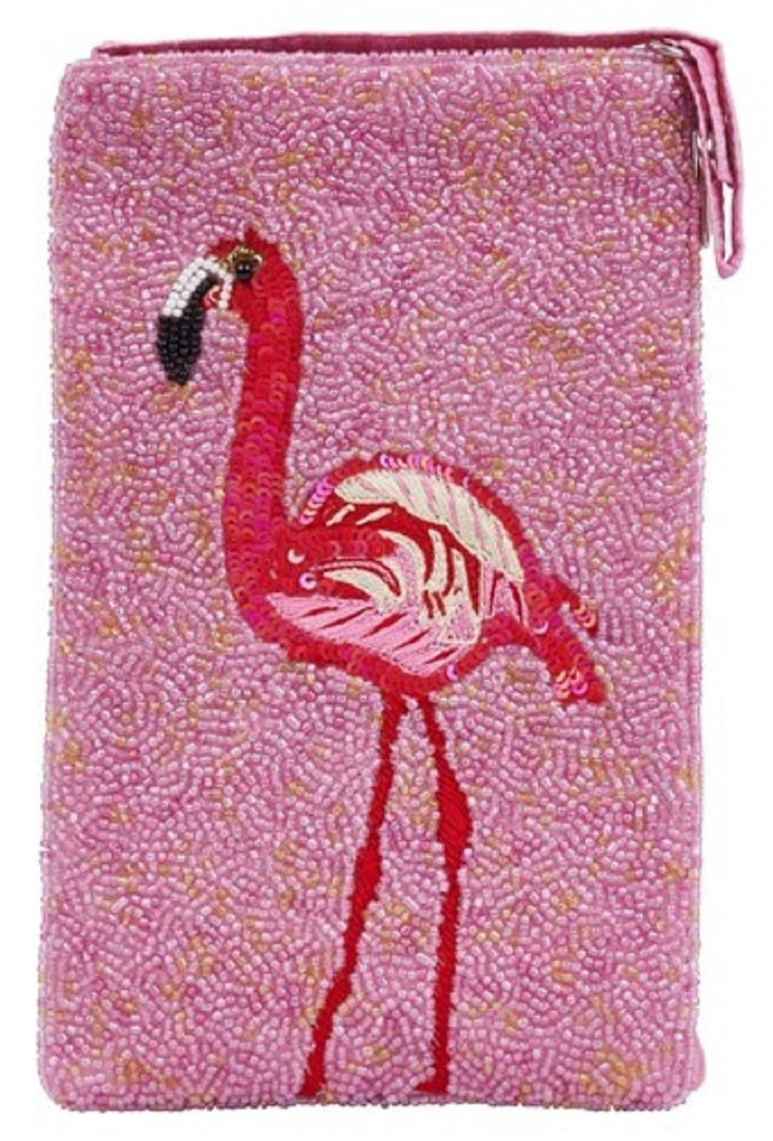 Bamboo Trading Company Flamingo Cell Phone or Club Bag with a separate, secure side zip pocket for cash and credit cards, 7-inch Height, Pink