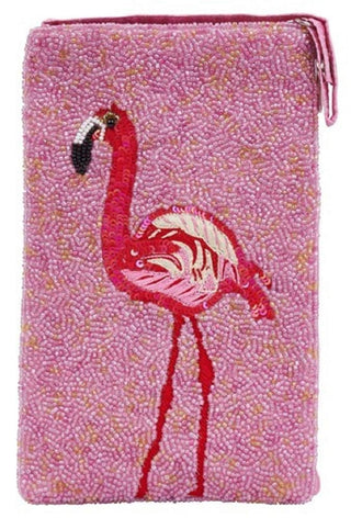 Bamboo Trading Company Flamingo Cell Phone or Club Bag with a separate, secure side zip pocket for cash and credit cards, 7-inch Height, Pink