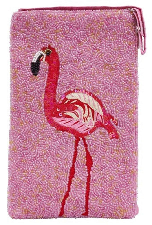 Bamboo Trading Company Flamingo Cell Phone or Club Bag with a separate, secure side zip pocket for cash and credit cards, 7-inch Height, Pink