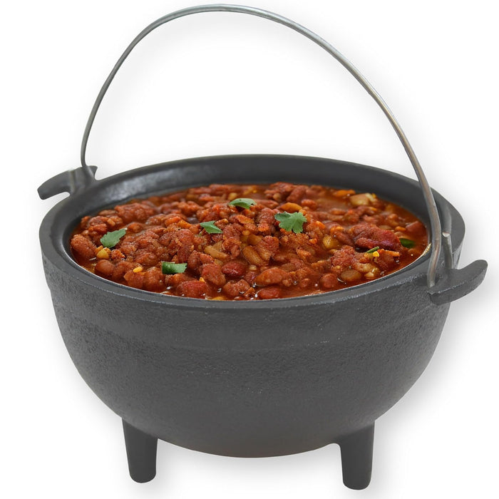 TableCraft Products CW30151 Cast Iron Mini Round Kettle Server,5" Diameter (6" with Handles) x 2 1/2"