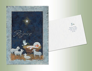 Lux Press Group Greeting Card, Medium, Rejoice Manger Foil