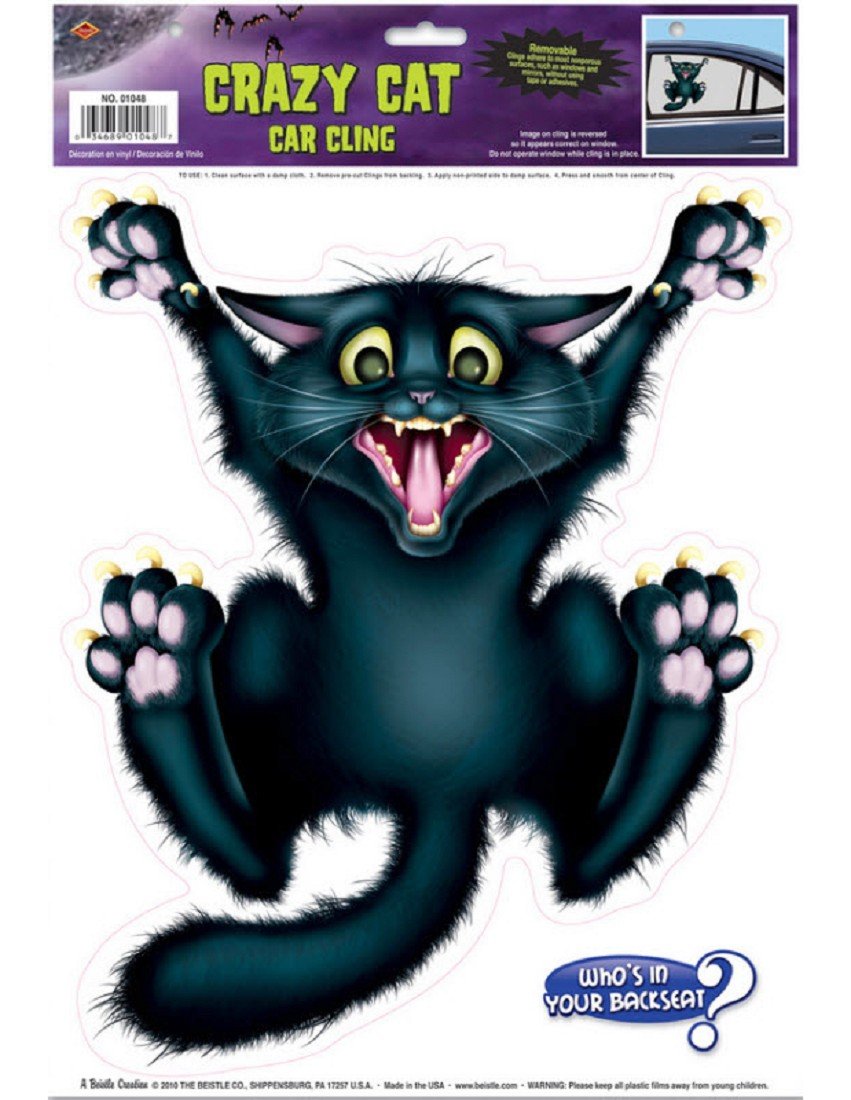 Beistle Crazy Cat Car Cling Party Accessory (1 count) (1/Sh)
