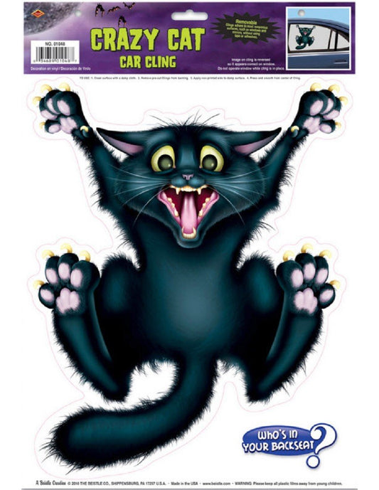 Beistle Crazy Cat Car Cling Party Accessory (1 count) (1/Sh)