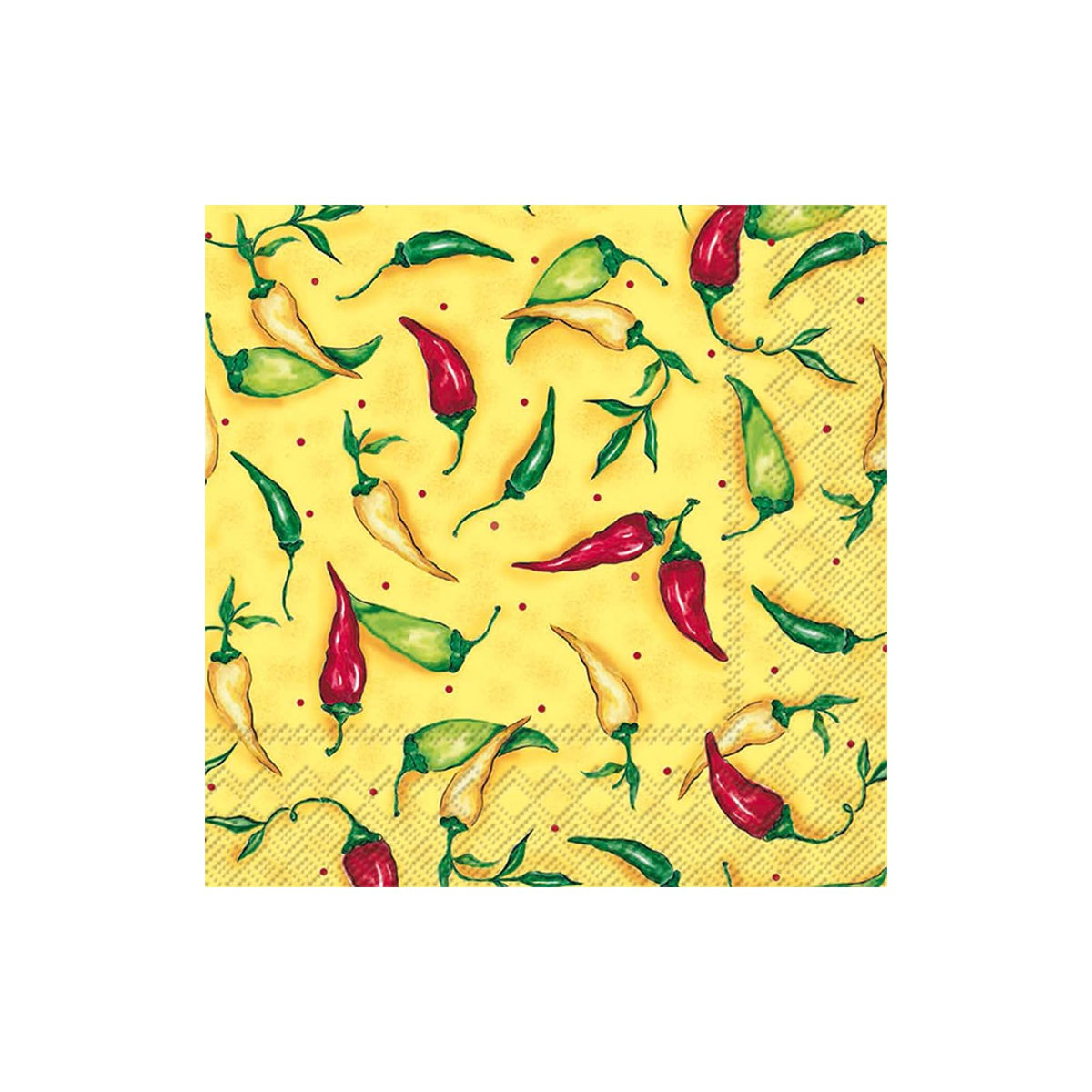 ihr SINCE 1977 Disposable Napkin, 5" x 5", Peppers Cocktail Napkin