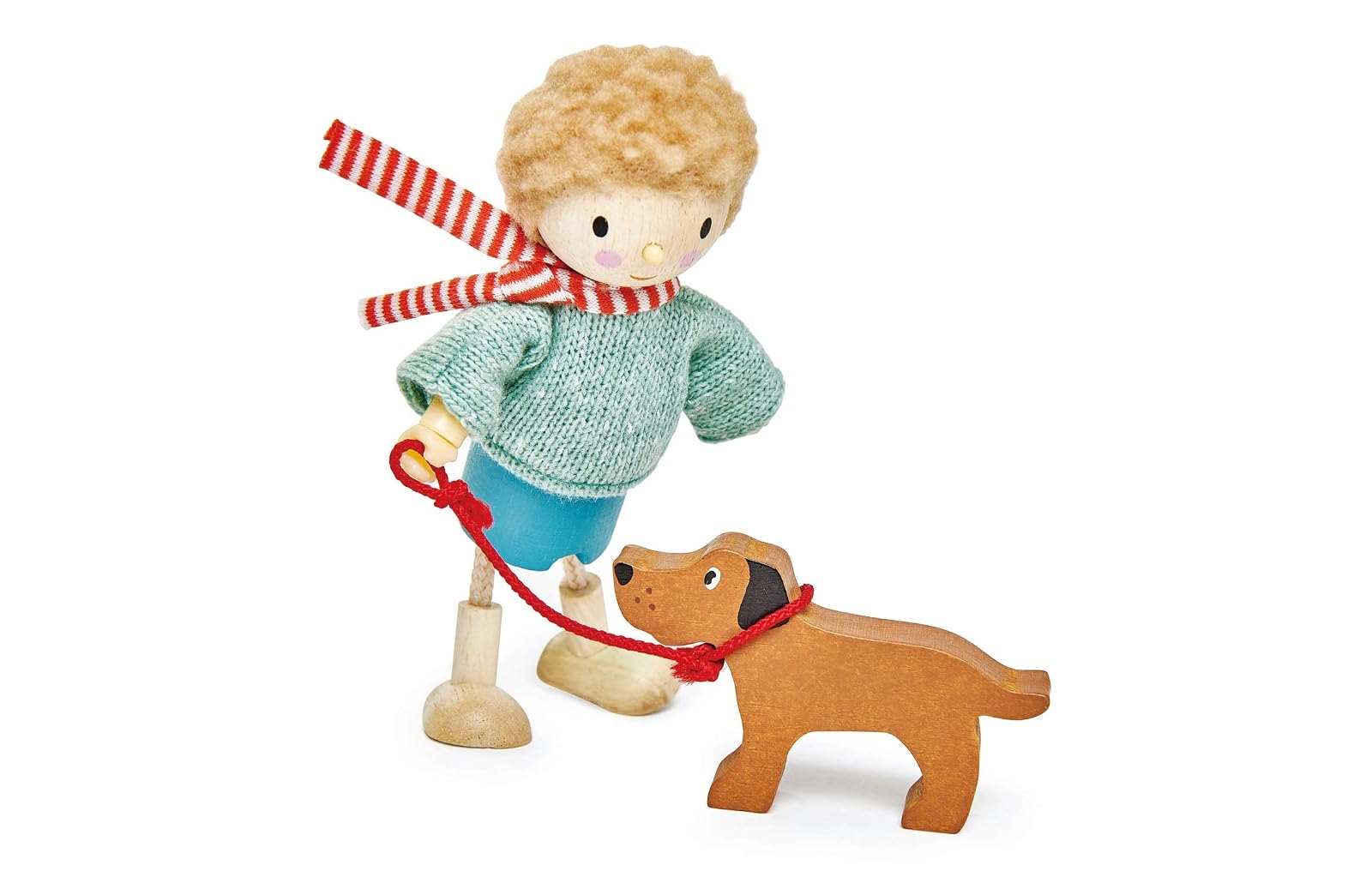 Tender Leaf Toys - The Goodwood Family - Wooden Action Figure Dollhouse Miniatures Dolls for Age 3+ (Mr. Goodwood and His Dog)