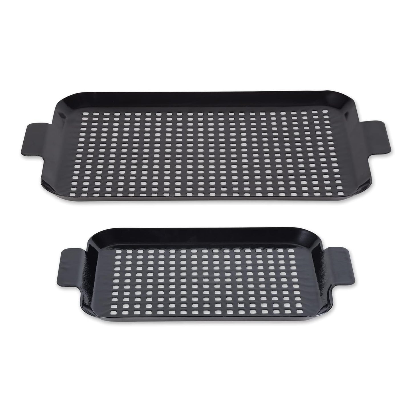 RSVP International Barbeque Grilling Collection Porcelain Coated Grill Tray, Dishwasher Safe, Small, 13x7.25/Medium, 16.75x10"