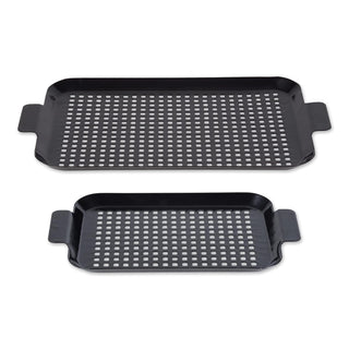 RSVP International Barbeque Grilling Collection Porcelain Coated Grill Tray, Dishwasher Safe, Small, 13x7.25/Medium, 16.75x10"