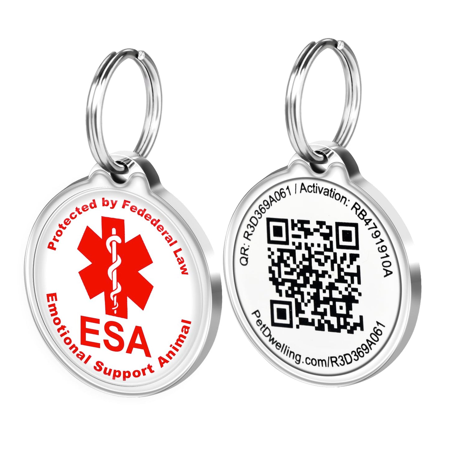 Pet Dwelling QR Code Emotional Support Animal Tag-ESA ID Tag-Dog Tags-Cat Tags-Online Pet Profile-Instant Email Alert of QR Tag Scanned GPS Location (White)