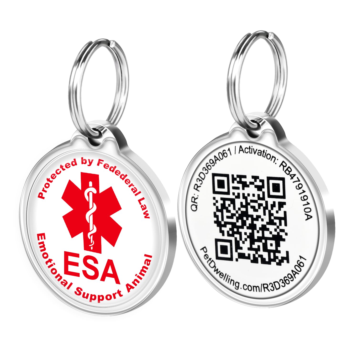Pet Dwelling QR Code Emotional Support Animal Tag-ESA ID Tag-Dog Tags-Cat Tags-Online Pet Profile-Instant Email Alert of QR Tag Scanned GPS Location (White)