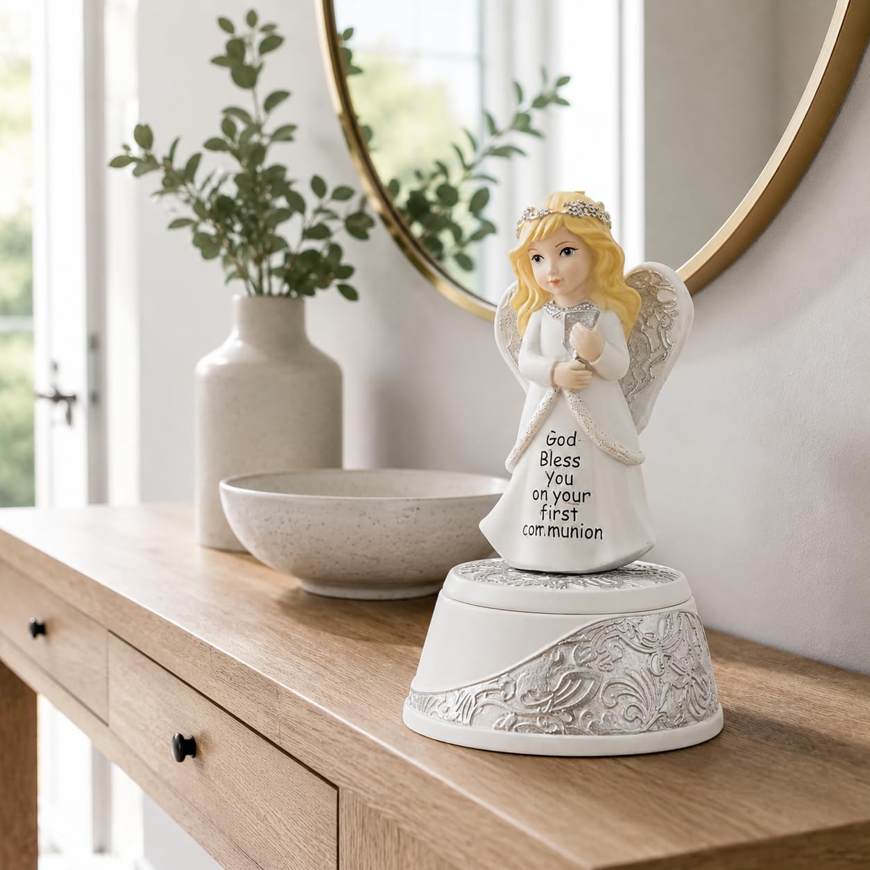 Comfy Hour 5.5 Inch First Communion Gifts, Angel Figurine Keepsake Box