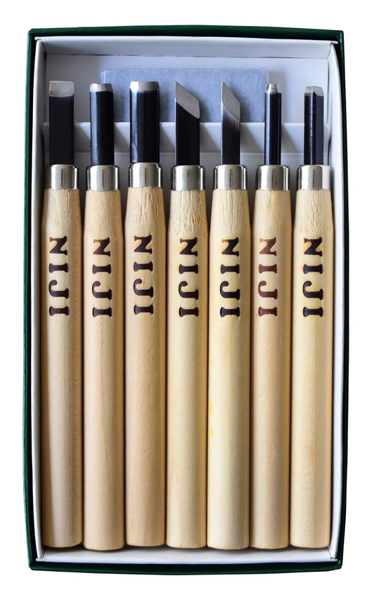 Niji Yasutomo Wood and Linoleum Cutting Set, Set of 7