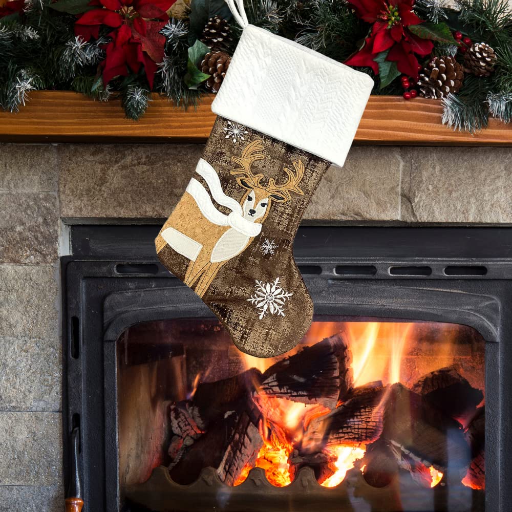 Comfy Hour 18"x11" Wood Reindeer Stocking