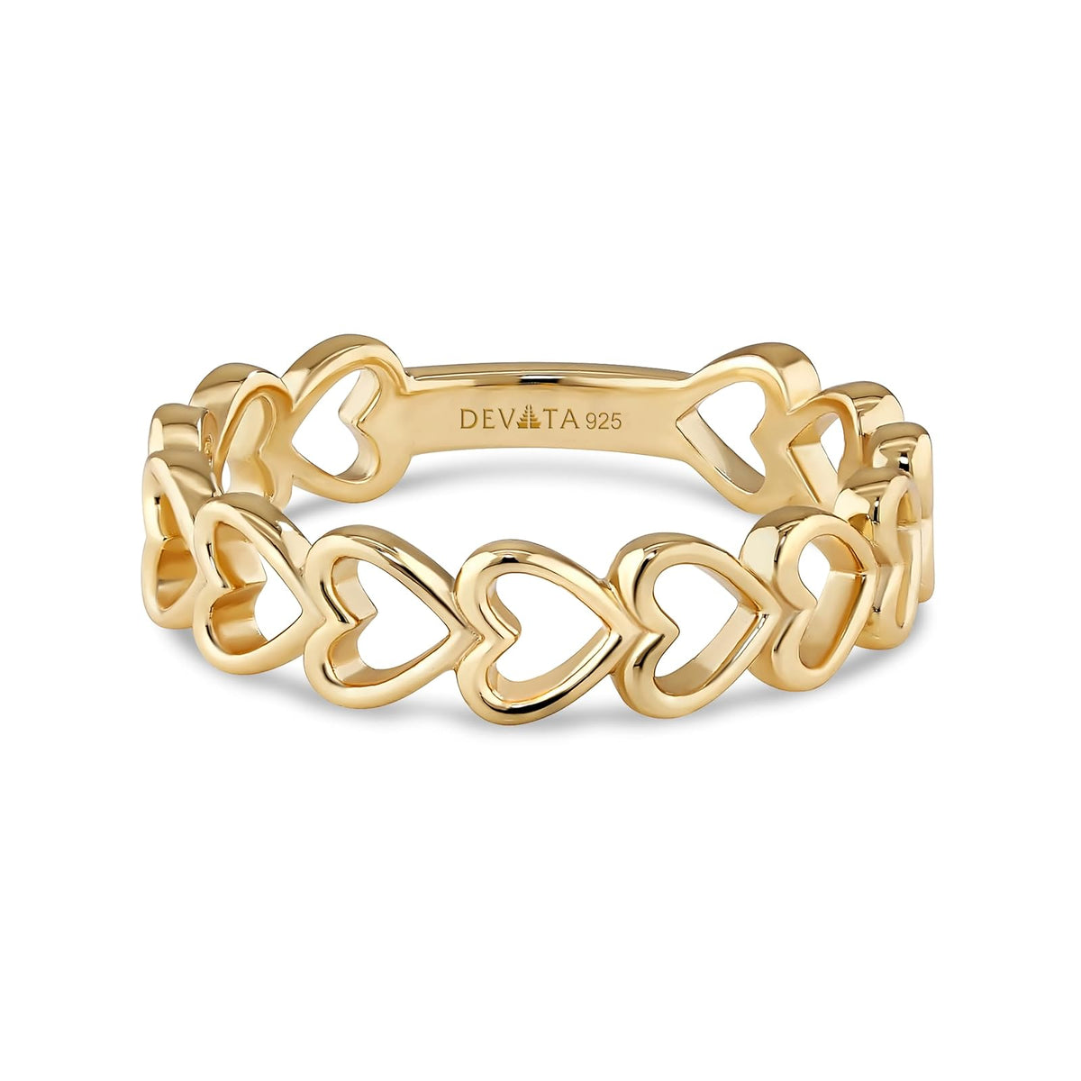 DEVATA Ring, 8, Gold Plated/Open Heart LVR7251