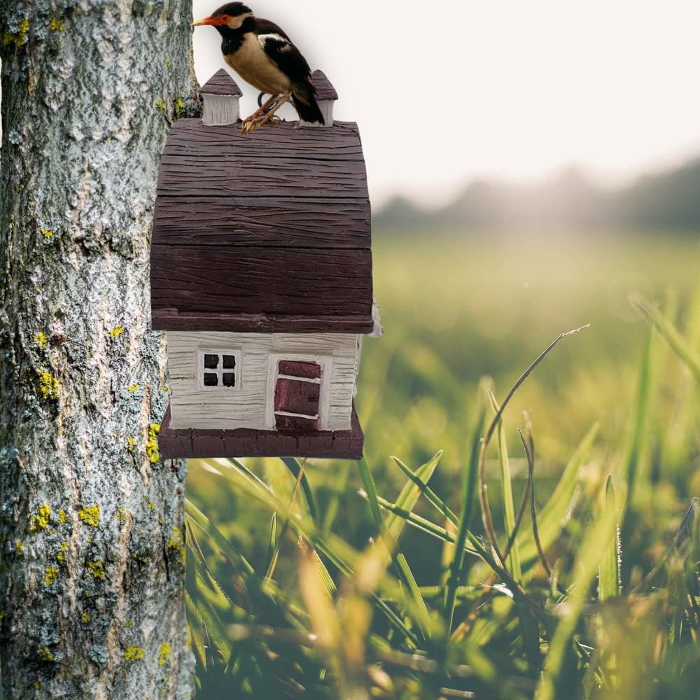 Comfy Hour Seed Soil and Yard Collection Resin Cowshed Country Cottages Decorative Hand-Painted Pet Nest Garden Bird House