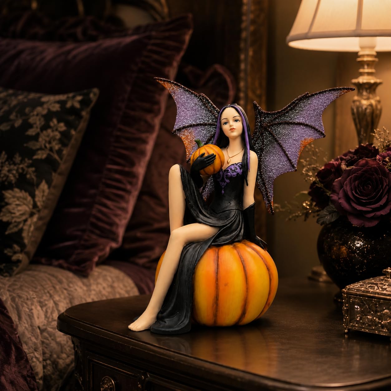 Comfy Hour 5.9 Inch Witch Fairy Figurine, Pumpkin Gothic Statue