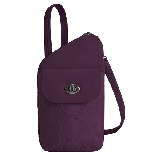 Travelon Handbag, 5.5” W X 10”H X 1.75”D, Plum