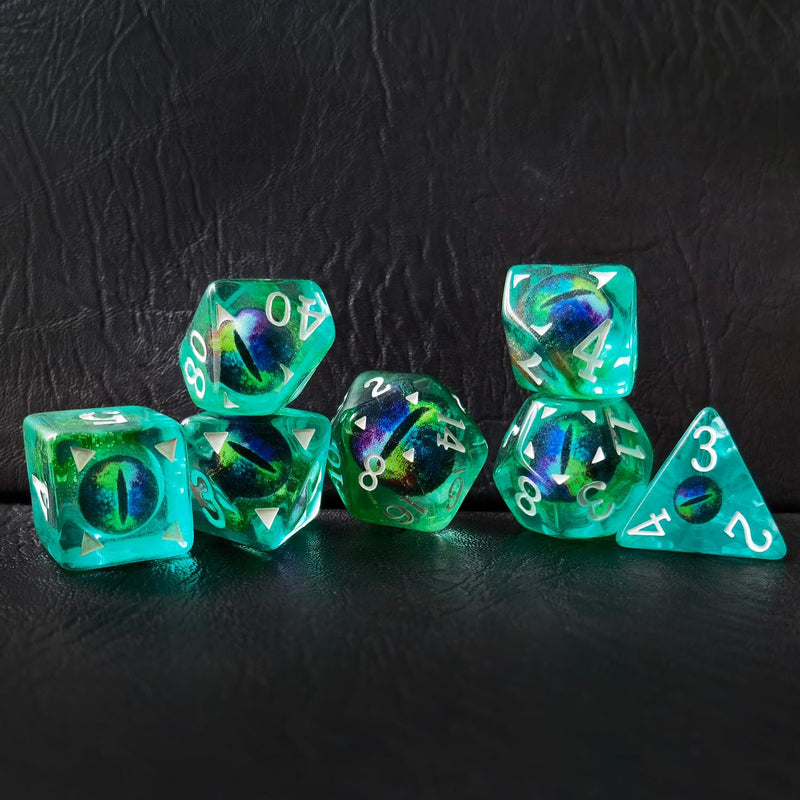 Bescon Dragon Eye RPG Dice Set of 7, Dragon Eye Polyhedral Dice, Exotic Eye Set