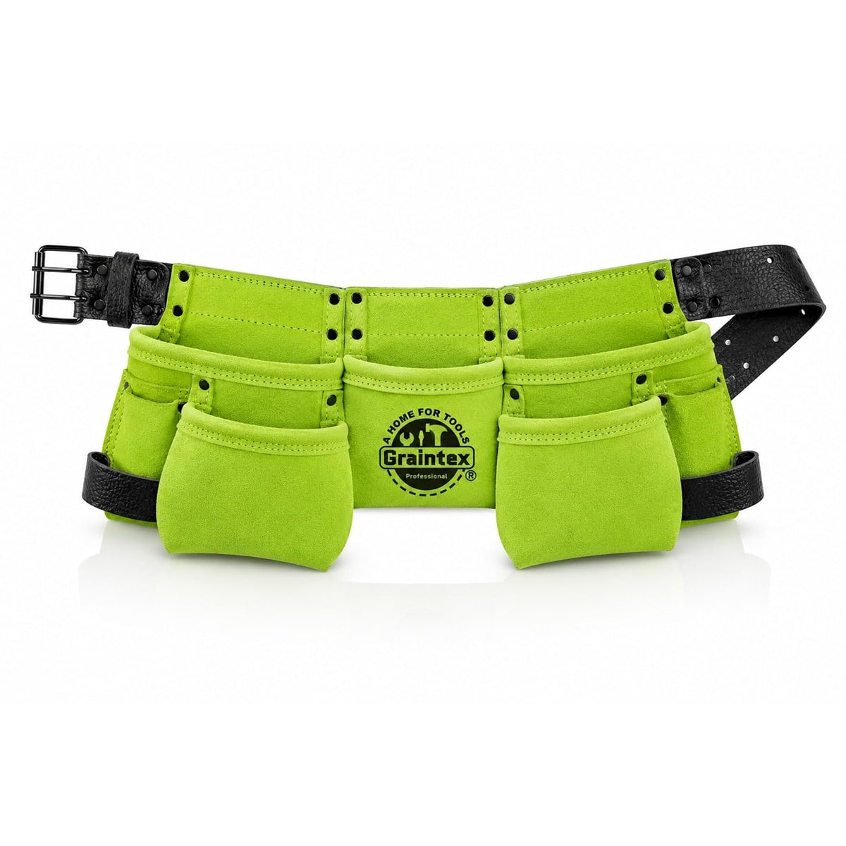 Graintex Tool Belt, 9 Pockets, Lime Green