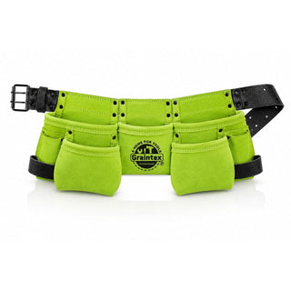 Graintex Tool Belt, 9 Pockets, Lime Green