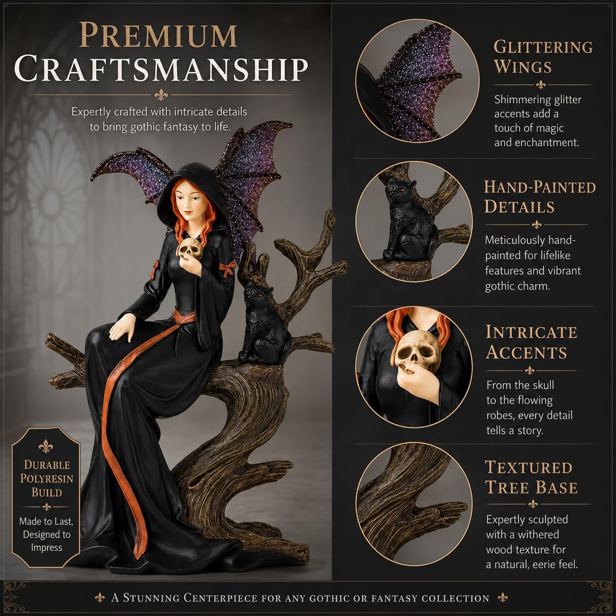 Comfy Hour 7.5 Inch Witch Figurine, Dark Fairy Statue