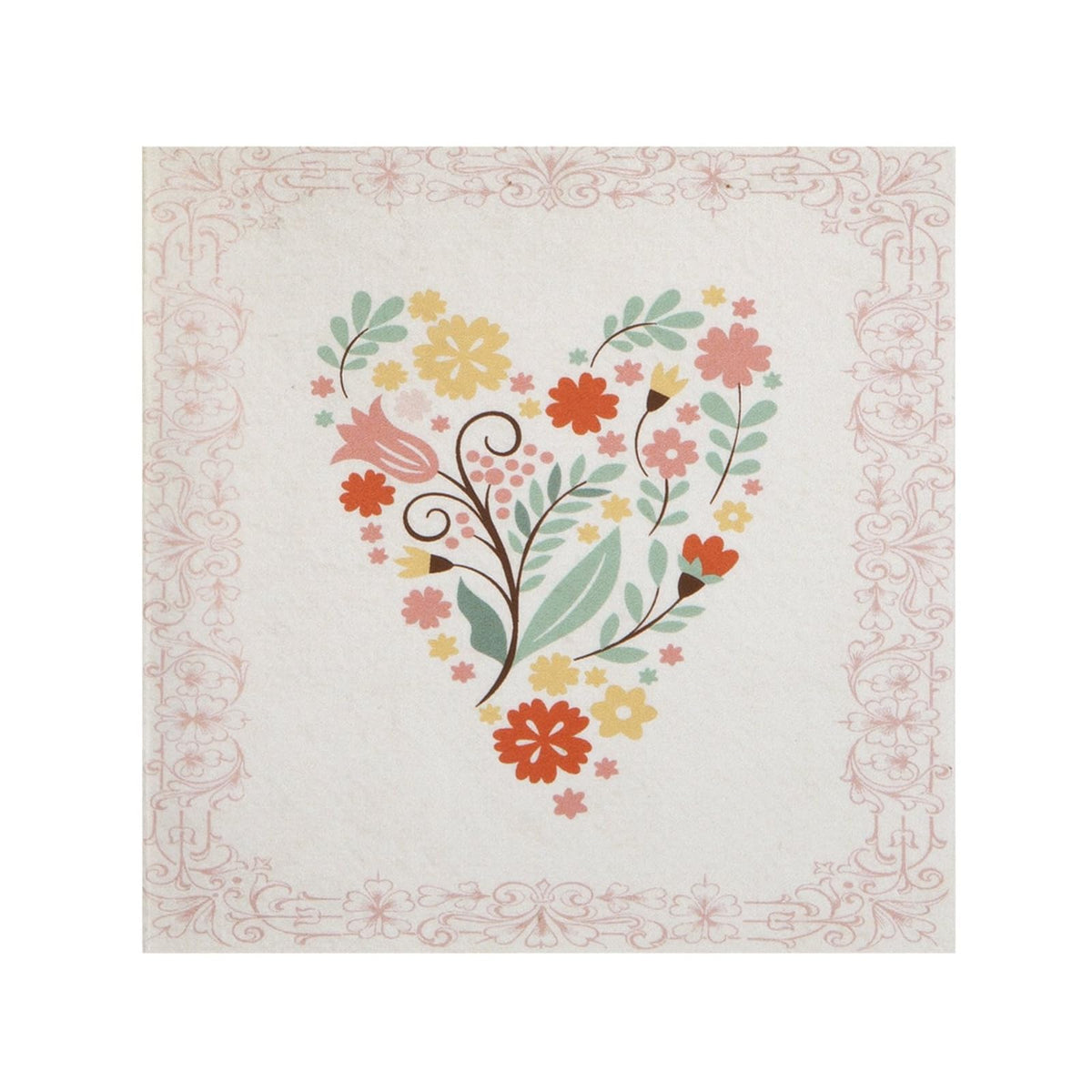 C.R. Gibson Greeting Card, 2 3/4" square, Floral Heart