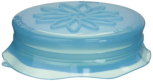 HIC Blossom Mason and Canning Jar Sipping and Drinking Lid Caps, Silicone, For Wide Mouth Size Mason Jars, 4-Inches; Blue; 1 Lid