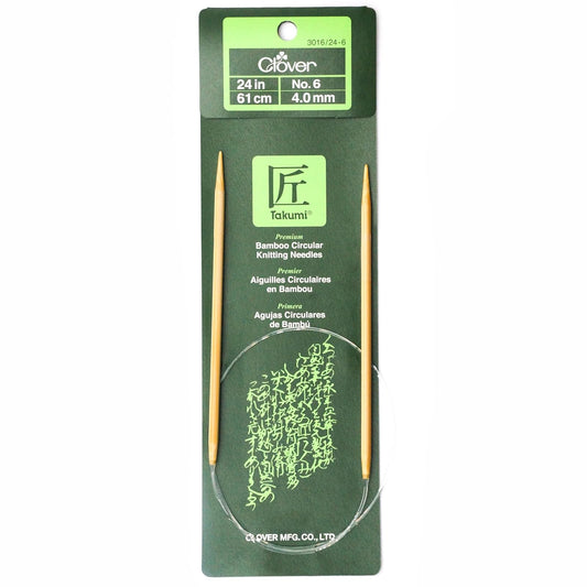 Clover 3016/24-06 Takumi Bamboo Circular 24-Inch Knitting Needles, Size 6