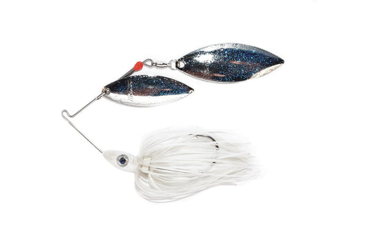 Nichols Lures Pulsator Metal Flake Double Willow Spinnerbait, Blue Shad/Nickel, 3/4-Ounce