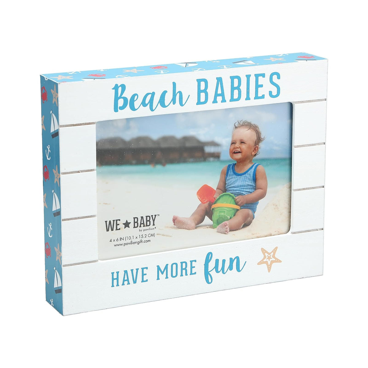 Pavilion Gift Company Picture Frame, 7.5" x 6" x 1.5", White, Blue