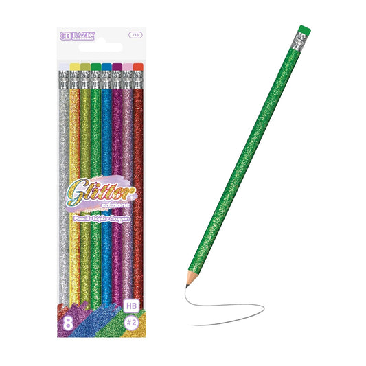 BAZIC Metallic Glitter Wood Pencil w/ Eraser (6/Pack)